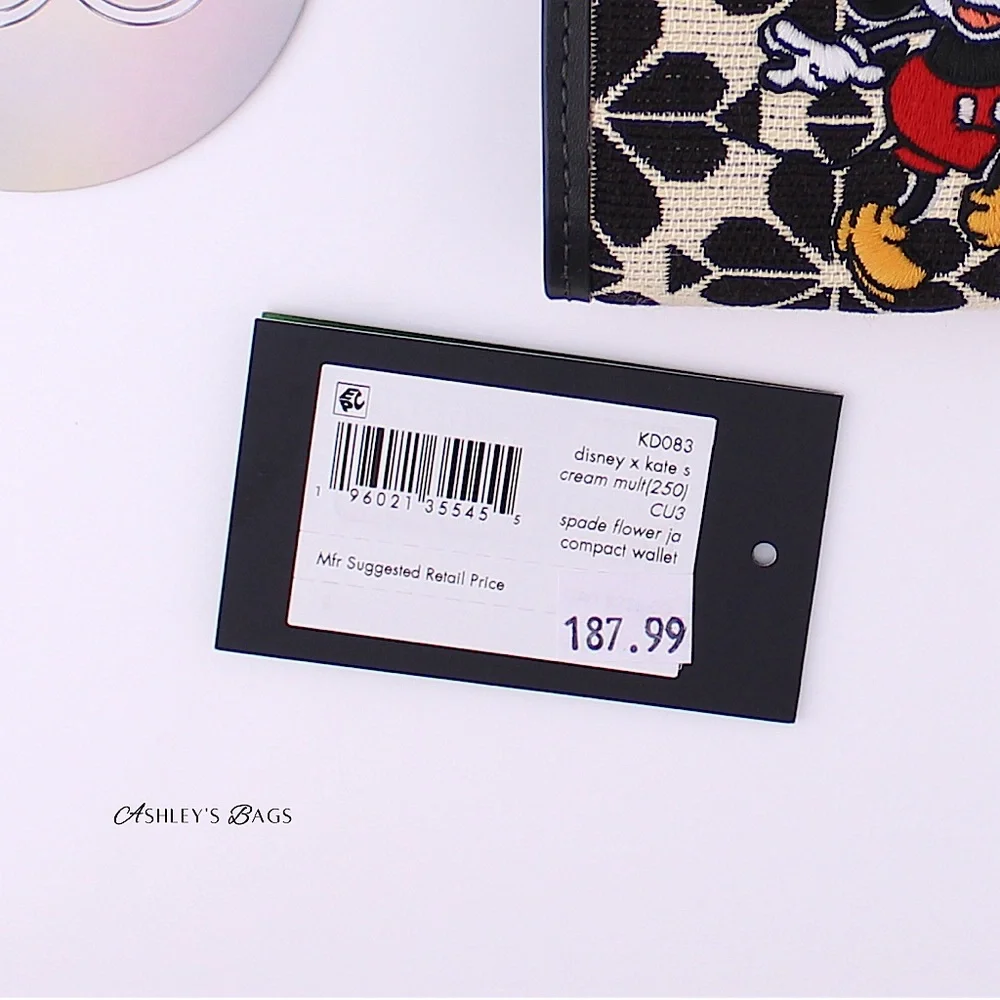 Kate Spade x Disney Minnie Mickey Spade Flower Jacquard Compact Bifold Wallet